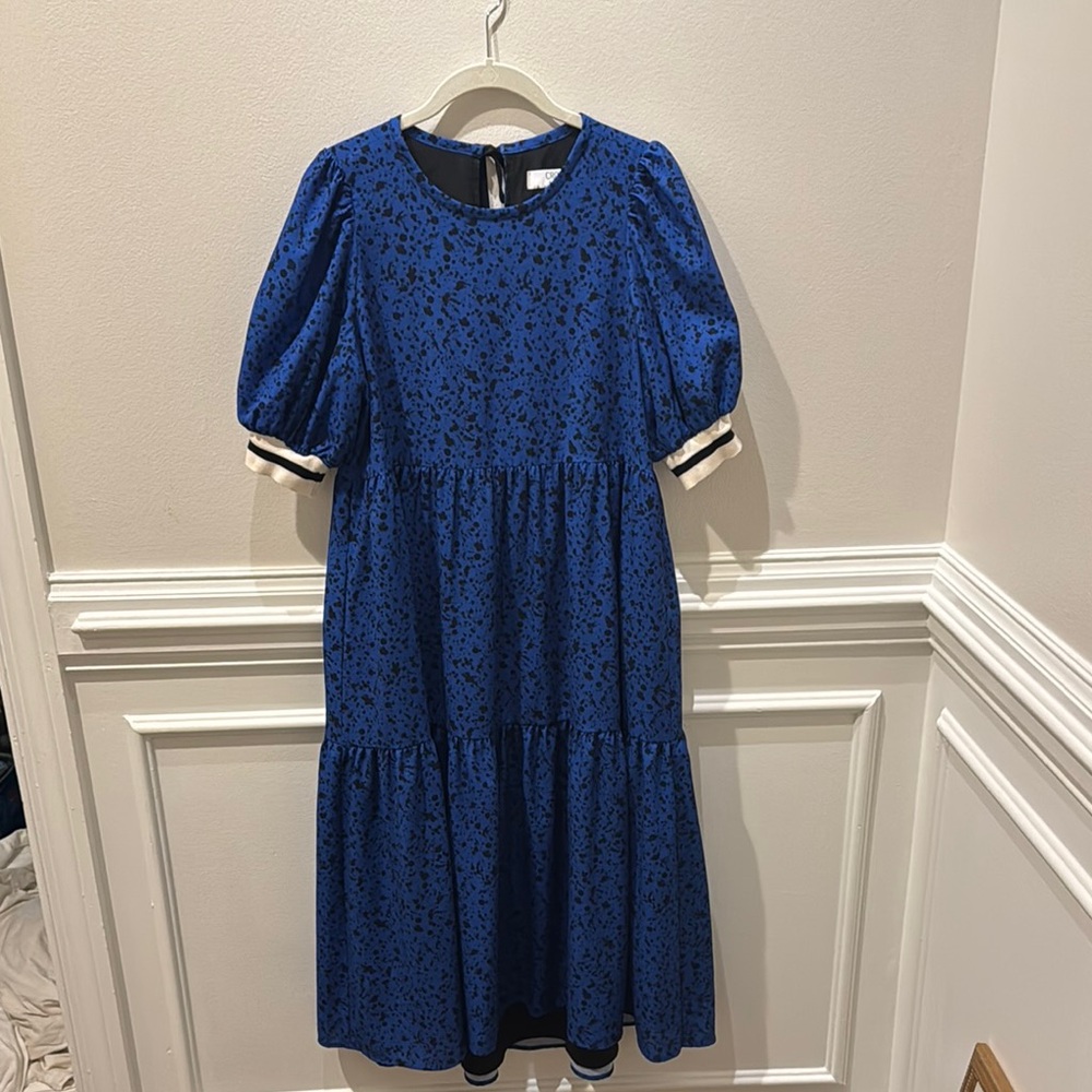CROSBY by Mollie Burch Blue and Black Splatter Dress